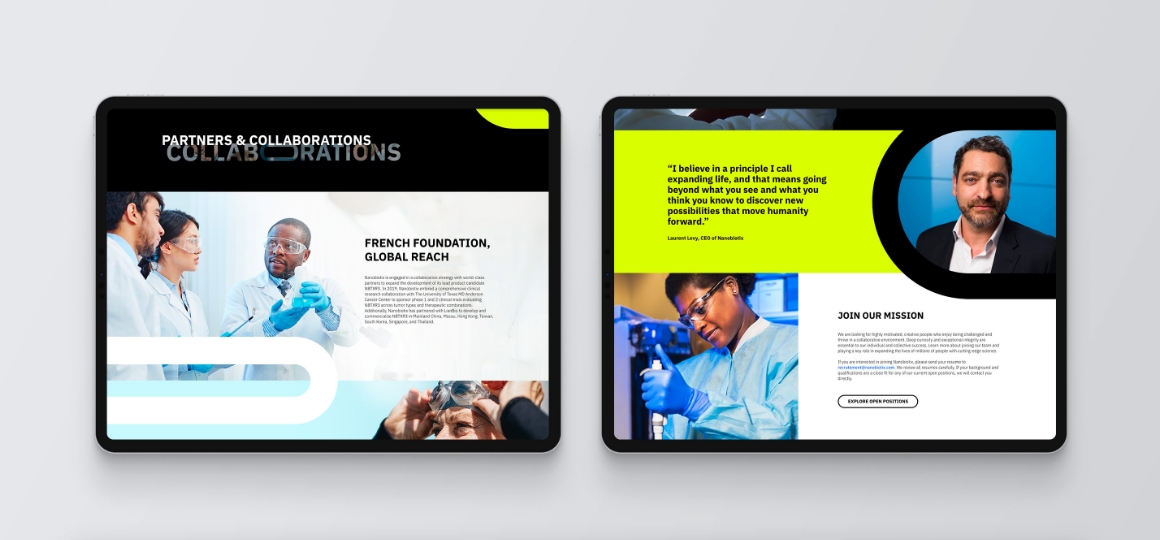 Nanobiotix - Website Case Study iPad Mockups